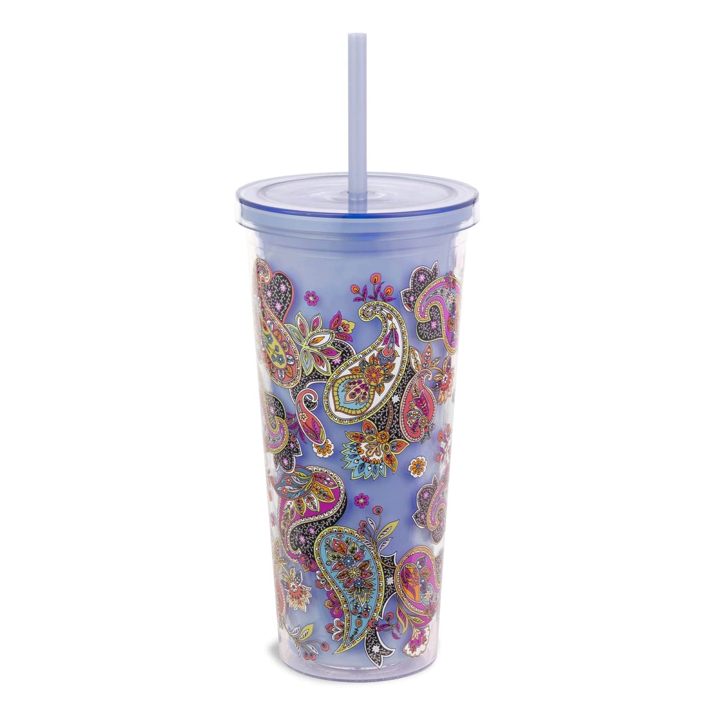 Double Wall Tumbler with Straw-Provence Paisley-Image 1-Vera Bradley
