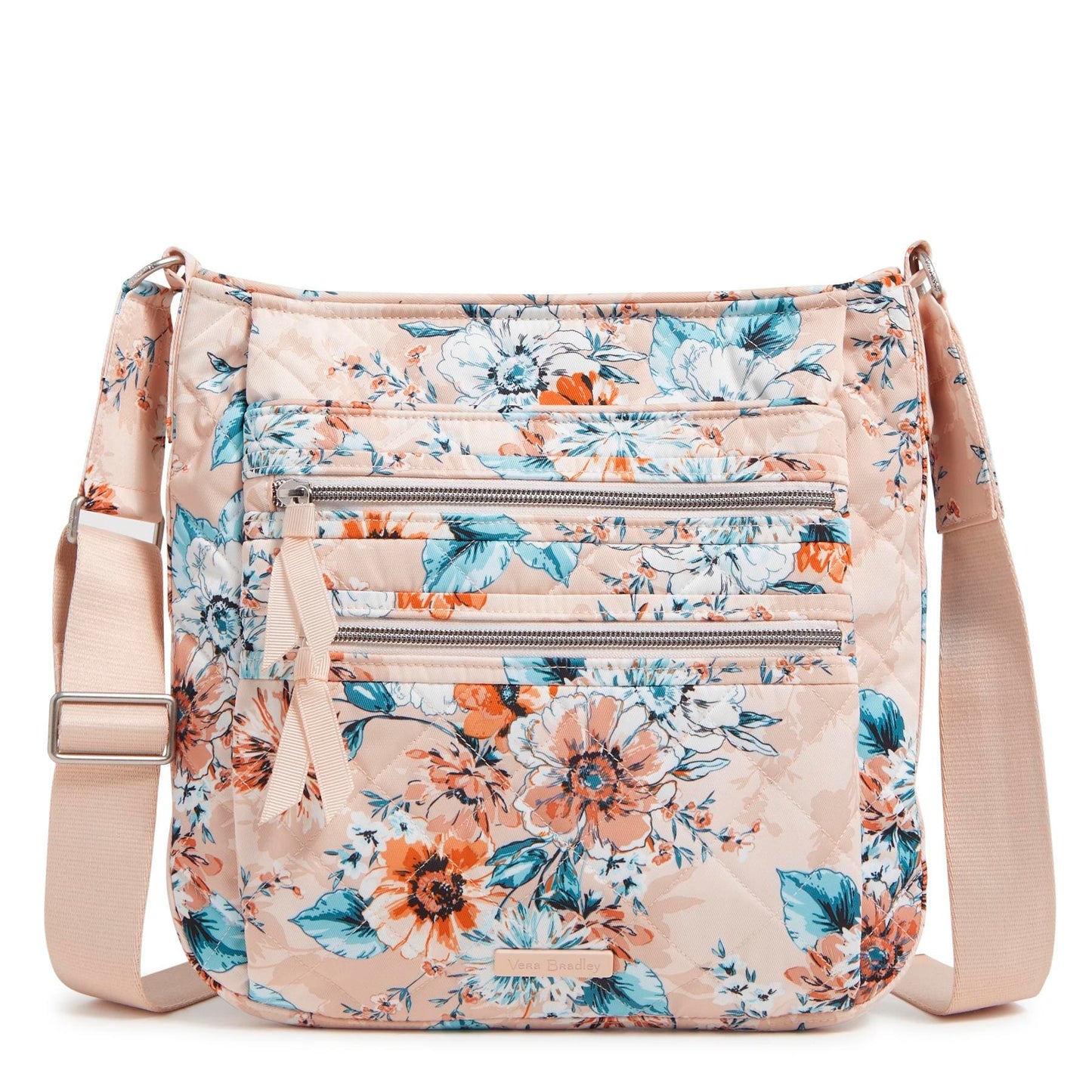 Triple Zip Hipster Crossbody Bag-Peach Blossom Bouquet-Image 2-Vera Bradley