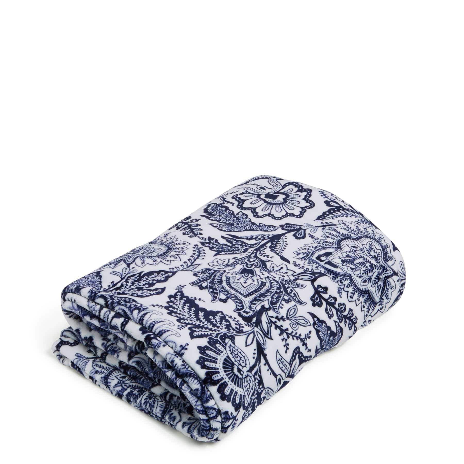 Plush Throw Blanket Full/Queen-Java Navy & White-Image 1-Vera Bradley