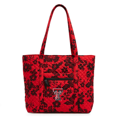 Collegiate Vera Tote Bag-Red/Black Rain Garden with Texas Tech University Logo-Image 1-Vera Bradley