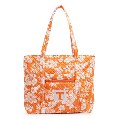 Collegiate Vera Tote Bag-Orange/White Rain Garden with University of Tennessee Logo-Image 1-Vera Bradley