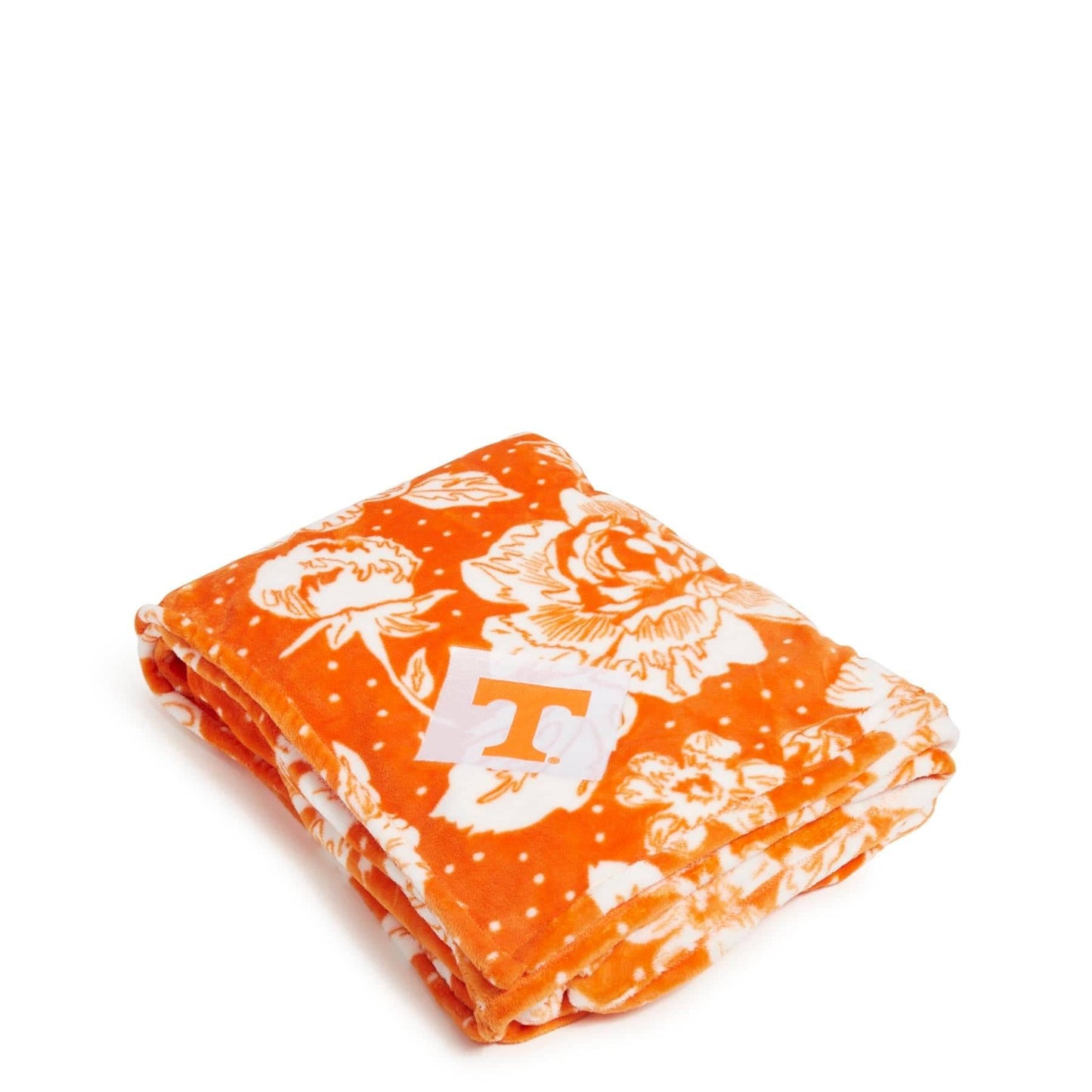 Collegiate Plush XL Throw Blanket-Orange/White Rain Garden with University of Tennessee-Image 1-Vera Bradley