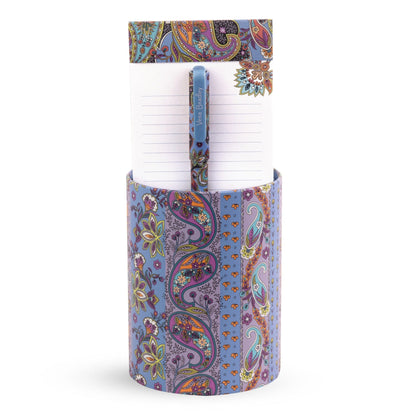 Pen Cup and Notepad Set-Provence Paisley Stripes-Image 1-Vera Bradley