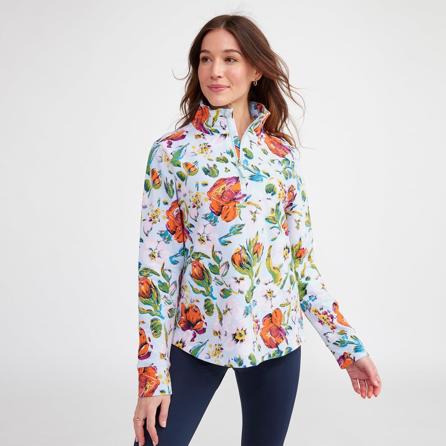 French Terry Pullover-Sea Air Floral-Image 3-Vera Bradley