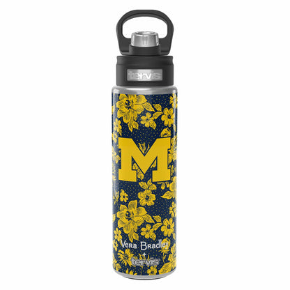 Tervis 24oz Wide Mouth Bottle-Navy/Gold Rain Garden with University of Michigan-Image 1-Vera Bradley