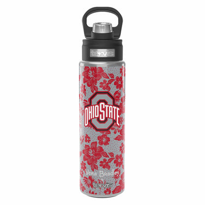 Tervis 24oz Wide Mouth Bottle-Gray/Red Rain Garden with The Ohio State University-Image 1-Vera Bradley