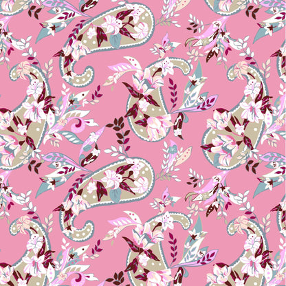 Botanical Paisley Pink Quilt Set, Full - Queen