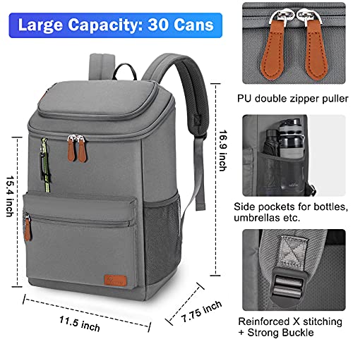Voova Backpack Cooler Insulated Waterproof Leakproof Cooler Back Pack, Portable Soft Sided Coolers Bookbag for Men Women to Beach Lunch Picnic Camping Hiking Fishing Travel Trips, 30 Cans