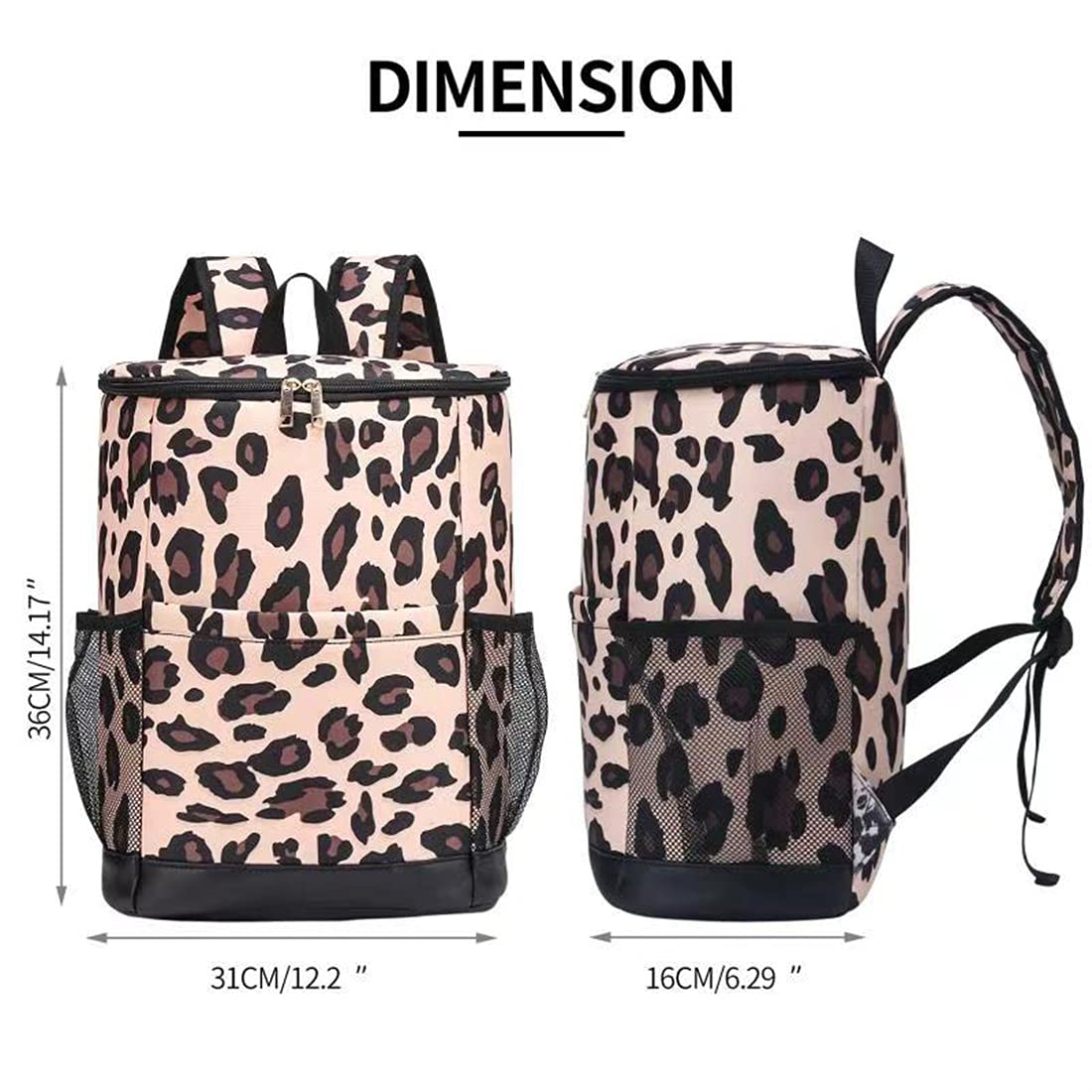 Leopard Cooler Bags Reusable Insulated Cooler Bags Large Portable Cooler Bag Lunch Box for Camping picnics, Lawn Party, Beach Vacations, Travel