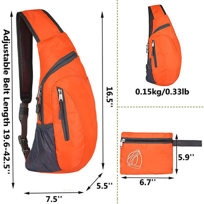 WTSHOPME Sling Bag Crossbody Shoulder Backpack Chest Daypack Small Foldable Rope Triangle Rucksack for Hiking Travel Cycling