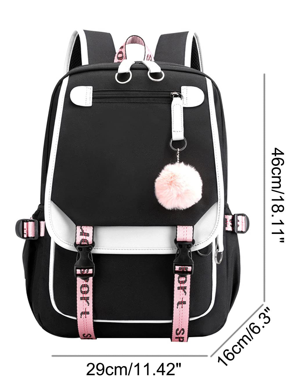 JiaYou Little Girls' School Students Book Bag Outdoor Daypack Backpack with USB Charging Port