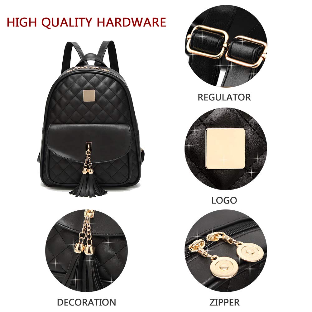 IHAYNER Women’s Backpack 3-pieces Fashion PU Leather Simple Design Bags Travel Bookbag Beige for Women