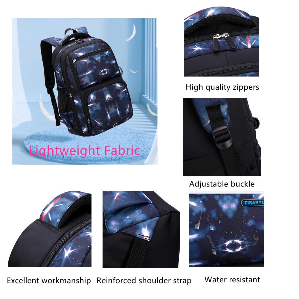 MITOWERMI Boys Backpacks Primary Junior School Bag Kids Bookbag Casual Daypack Set Space Galaxy Durable Knapsack with Lunch Bag