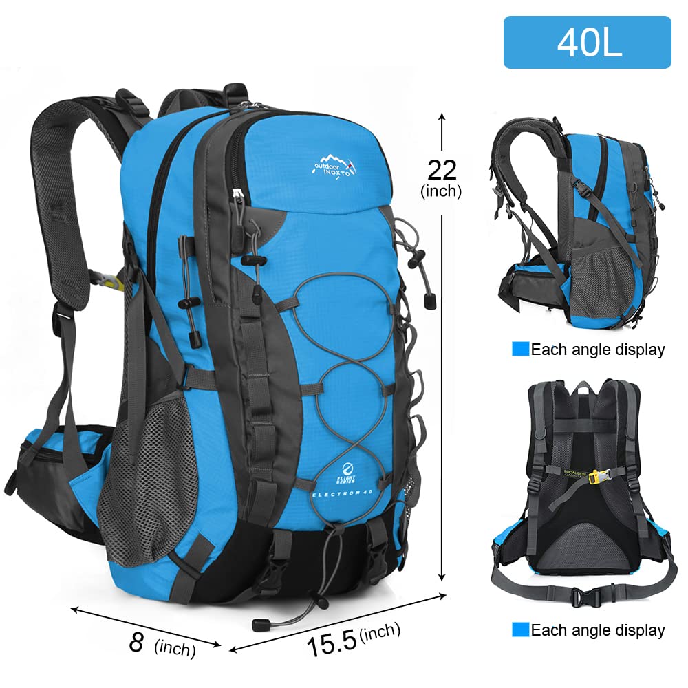 INOXTO lightweight Hiking Backpack 35L/40L Hiking Daypack with Waterproof Rain Cover for Travel Camping Outdoor Men and Women