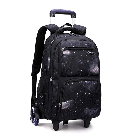 Galaxy-Print School Rolling Trolley Backpack for Elementary Boys Bookbag on Wheels