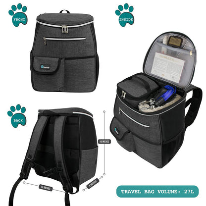 PetAmi Dog Travel Bag Backpack</li>     <li>Backpack Organizer with Poop Bag Dispenser, Multi-Function Pocket, Food Container Bag, Collapsible Bowl</li>     <li>Weekend Pet Travel Set for Hiking Overnight Camping Road Trip