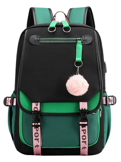 JiaYou Little Girls' School Students Book Bag Outdoor Daypack Backpack with USB Charging Port
