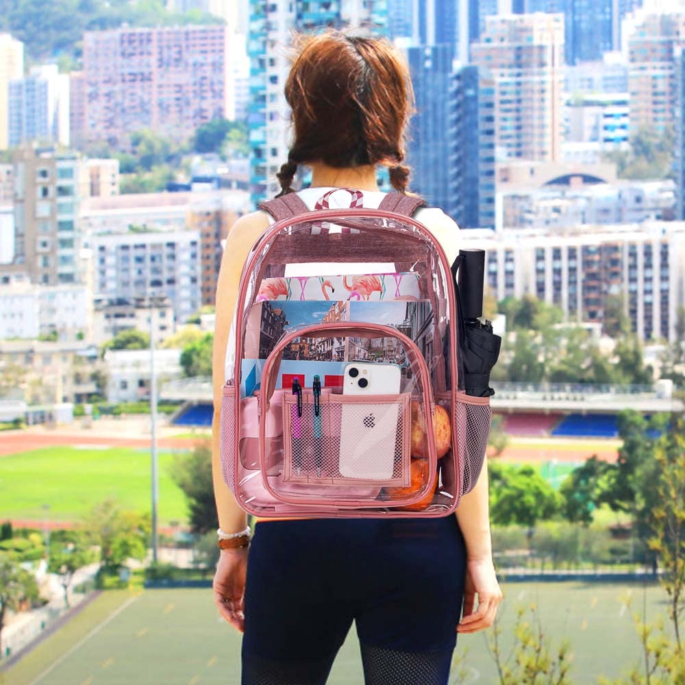 Clear Backpack, Heavy Duty PVC Transparent Bookbag,See Through Backpacks for Women and Men