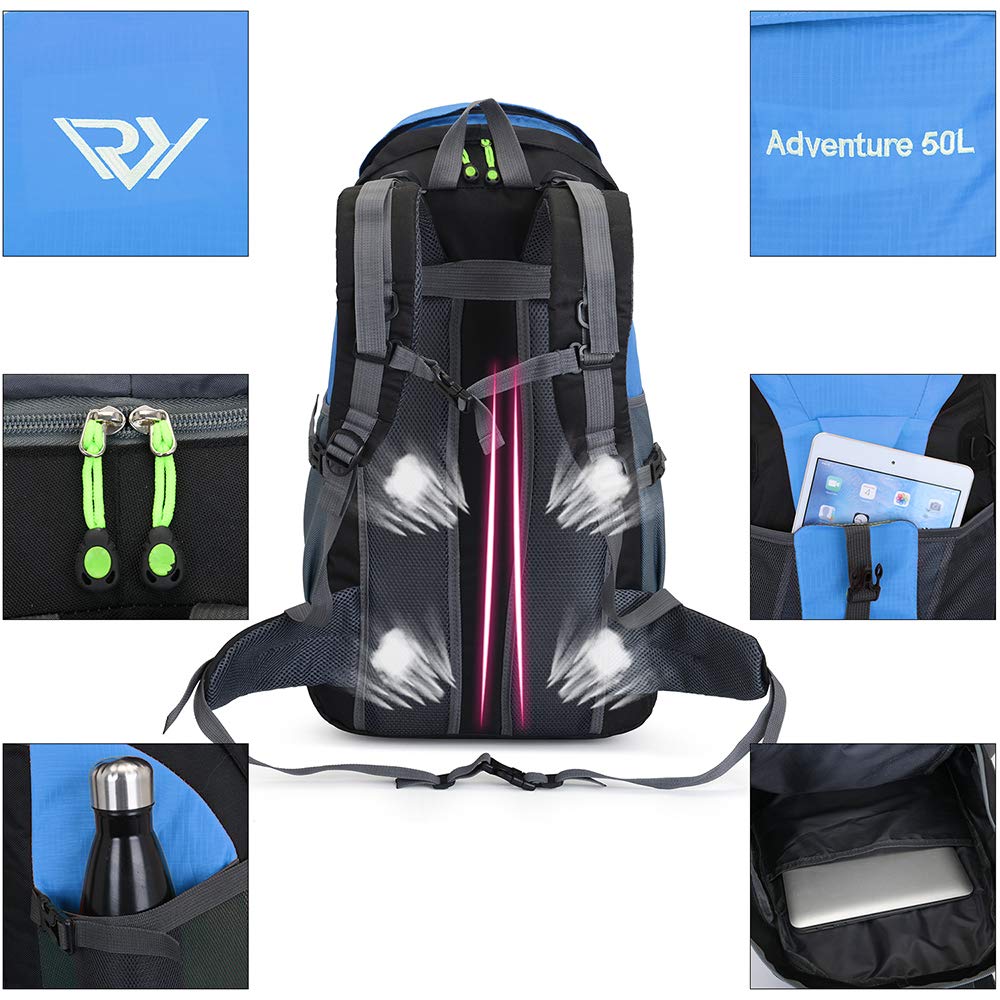 RuRu monkey 50L Hiking Backpack , Waterproof Lightweight Daypack for Outdoor Camping Travel