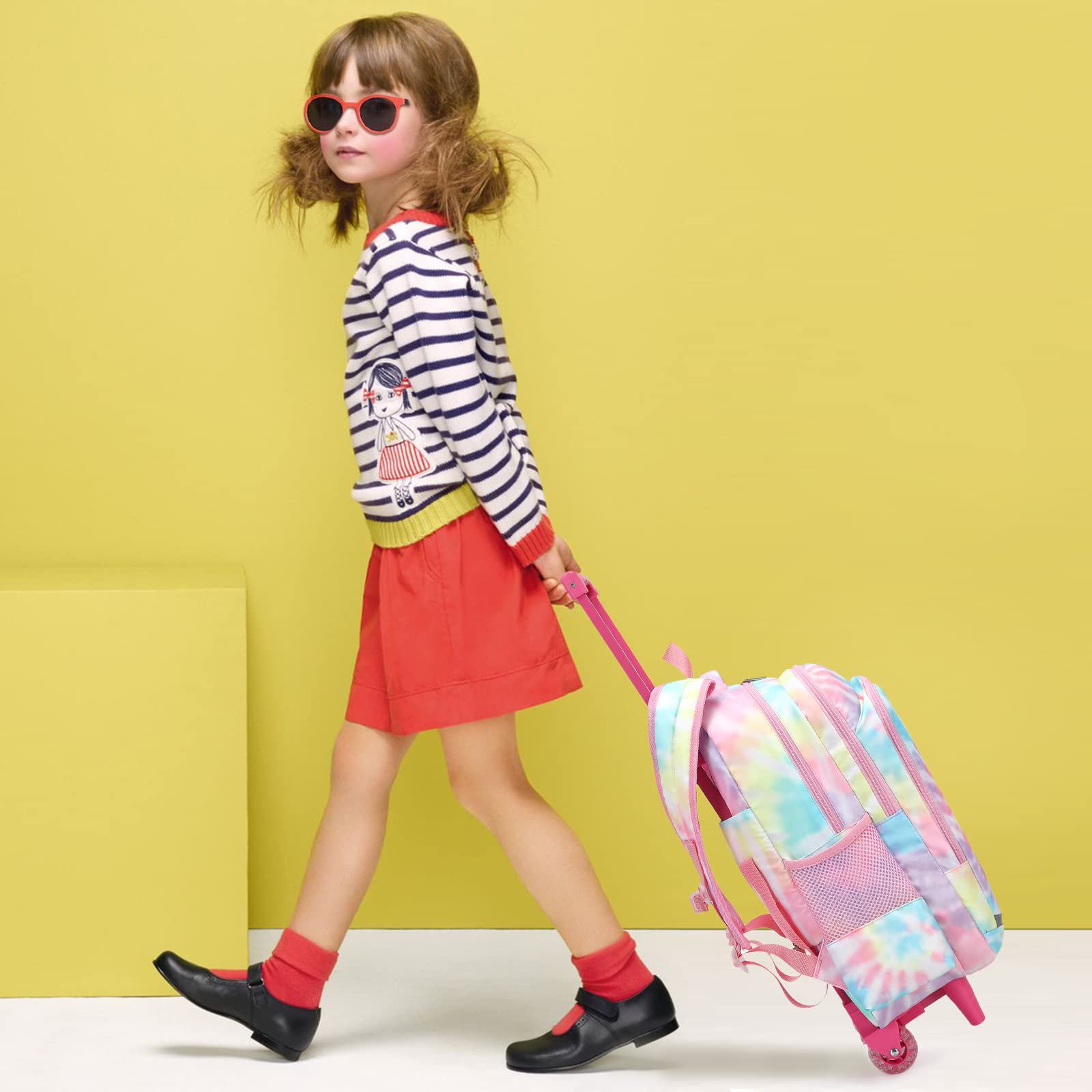 CAMTOP Rolling Backpack Girls Travel Roller Bag with Wheels Kids School Bags Wheeled Luggage Backpack