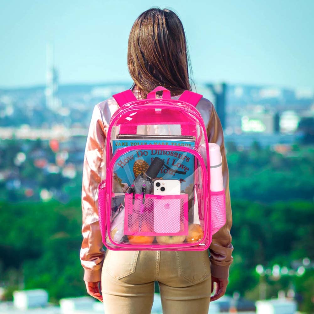 Clear Backpack, Transparent Bookbag Heavy Duty See Through Backpacks