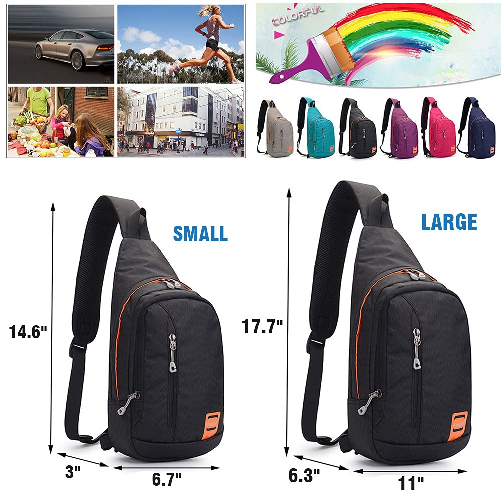 Peicees Small Sling Backpack Waterproof Unisex Shoulder Bag Chest Crossbody Daypack