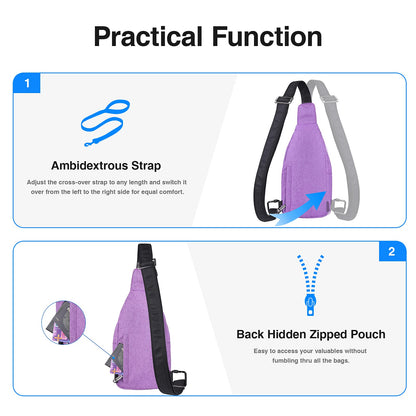 WATERFLY Small Crossbody Sling Backpack Anti Theft Backpack for Traveling Chest Shoulder Bag