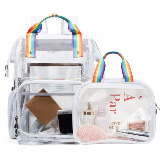 LIGHT FLIGHT Clear Backpack Heavy Duty Transparent Backpack Set See Through Bookbags Durable Backpacks for School, Security