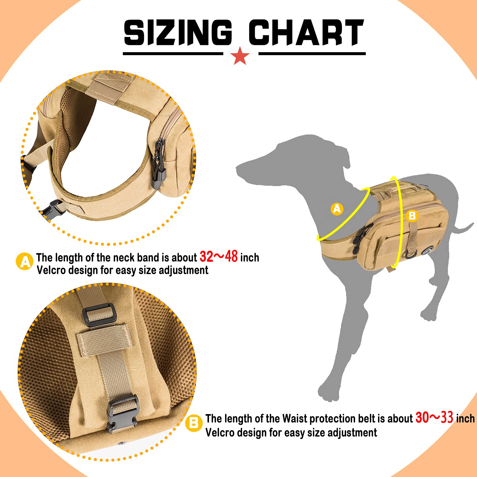 Himal Outdoors Dog Backpack, Dog Hiking Backpack, Hound Saddle Bag for Large Dog with Side Pockets & Adjustable Strap