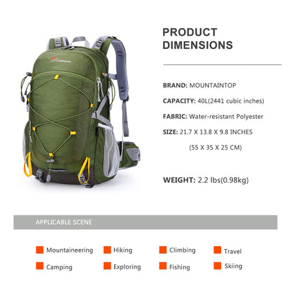 MOUNTAINTOP 40L Hiking Backpack with Rain Covers for Backpacking, Camping, Cycling and Traveling