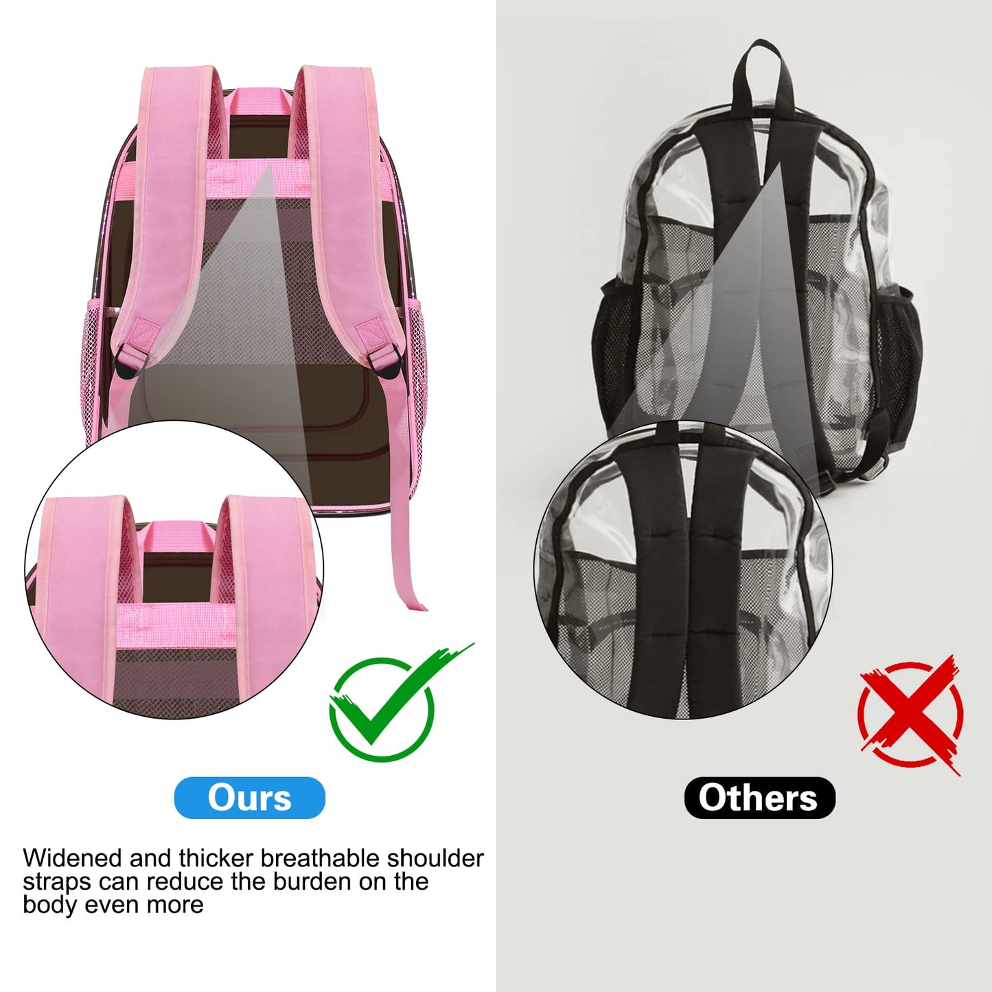 Clear Backpack Heavy Duty PVC Transparent Backpack for School Travel Work