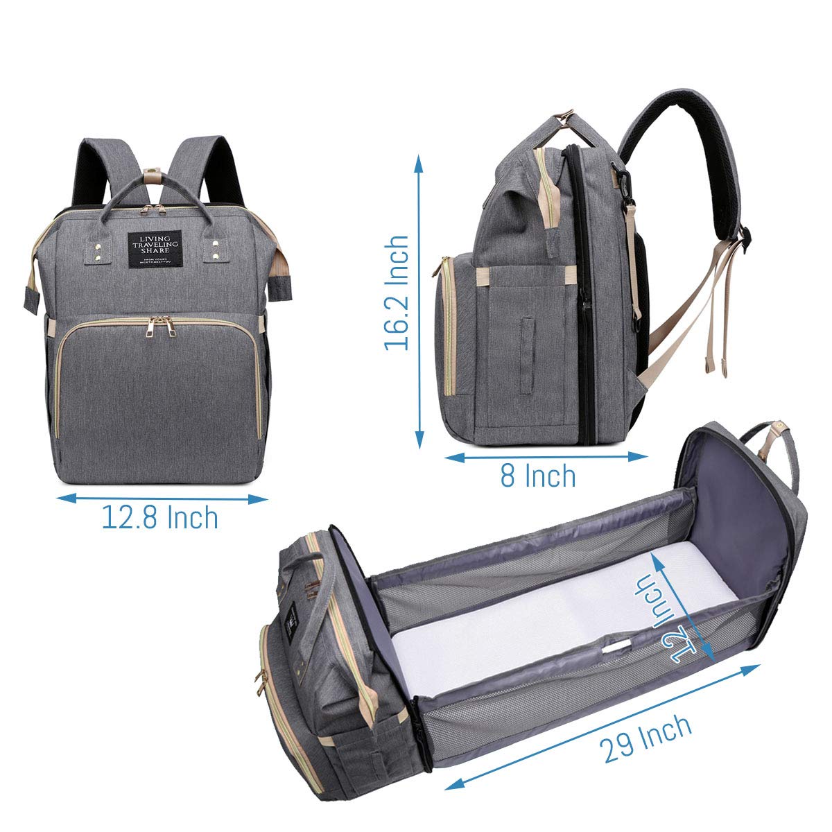SALIFA Diaper Bag Backpack with Changing Station