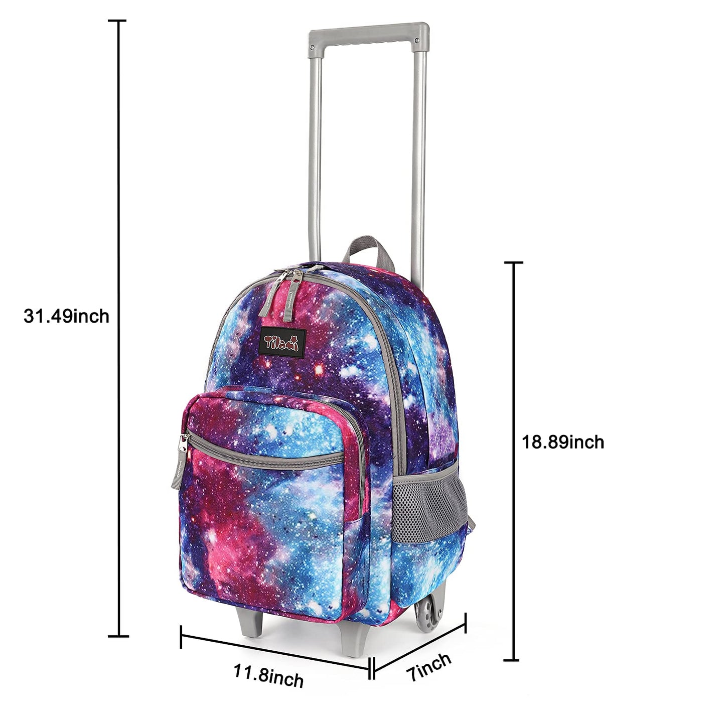 Tilami Rolling Backpack 18 inch Double Handle with Lunch Bag Wheeled Kids Backpack