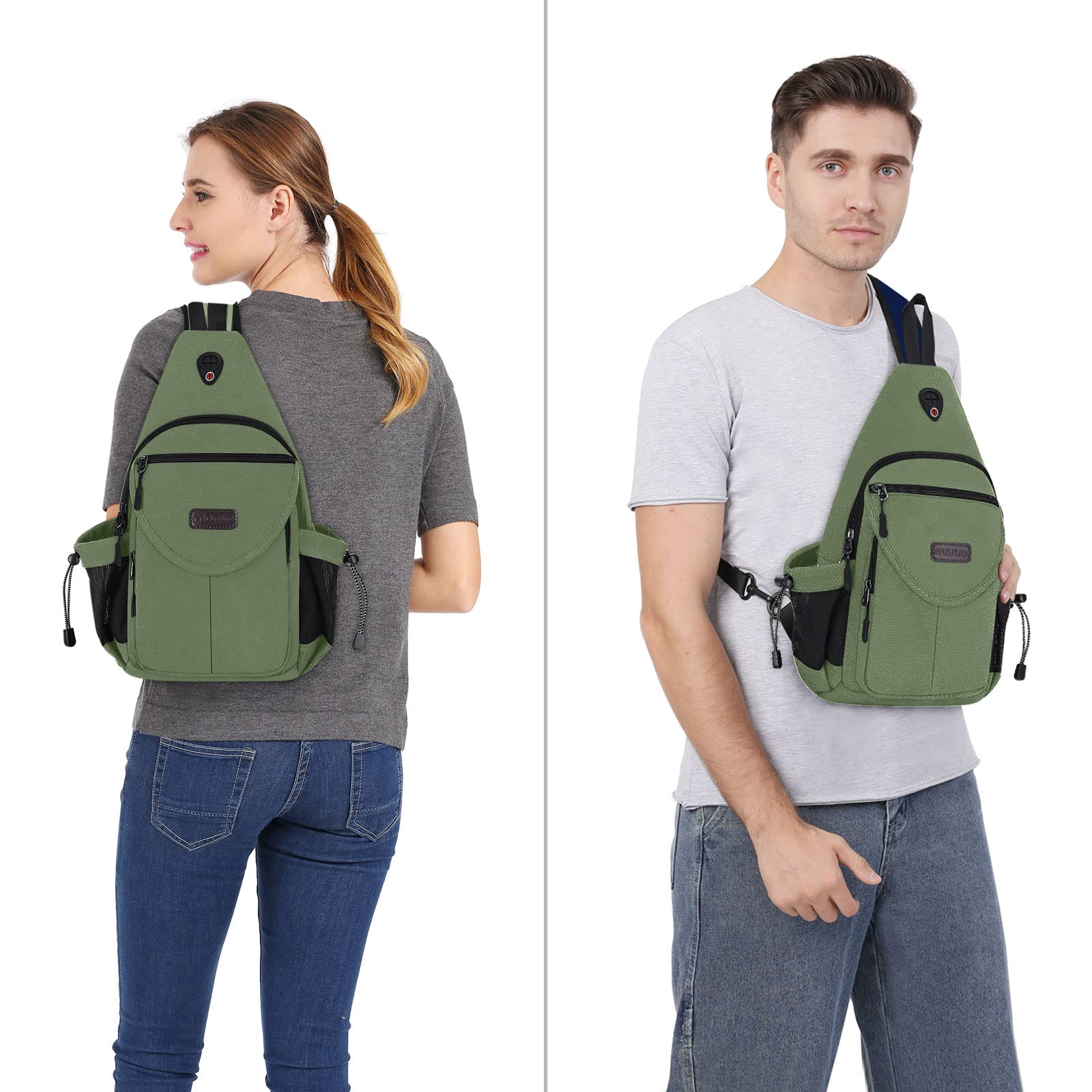 MOSISO Sling Backpack,Canvas Crossbody Hiking Daypack Bag with Anti-theft Pocket