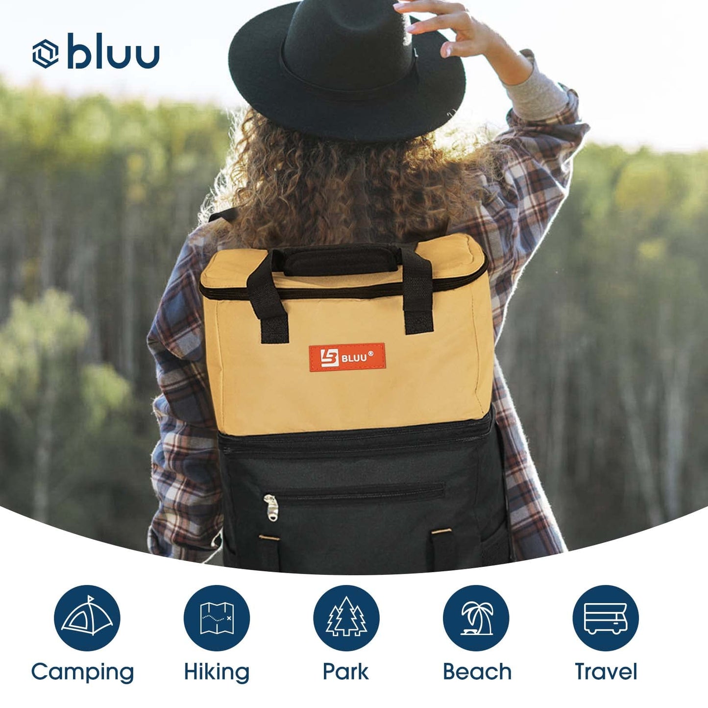 BLUU 2-in-1 Patent Innovation 60 Cans Backpack Cooler & Cooler Bag ,Waterproof & Leakproof Insulated Cooler Backpack Double Decker Large Lunch for Men Women,Soft Coolers for Camping, Beach, Picnic