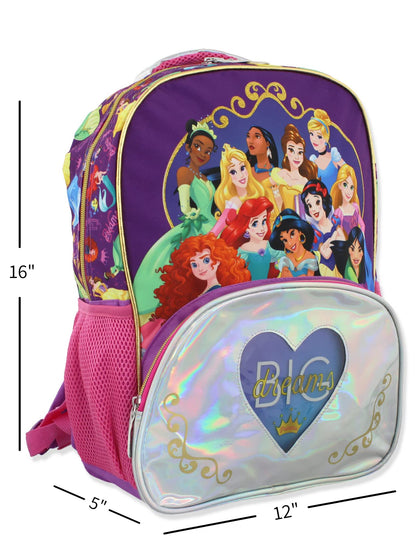 Disney Princess Girl's 16 Inch School Backpack Bag