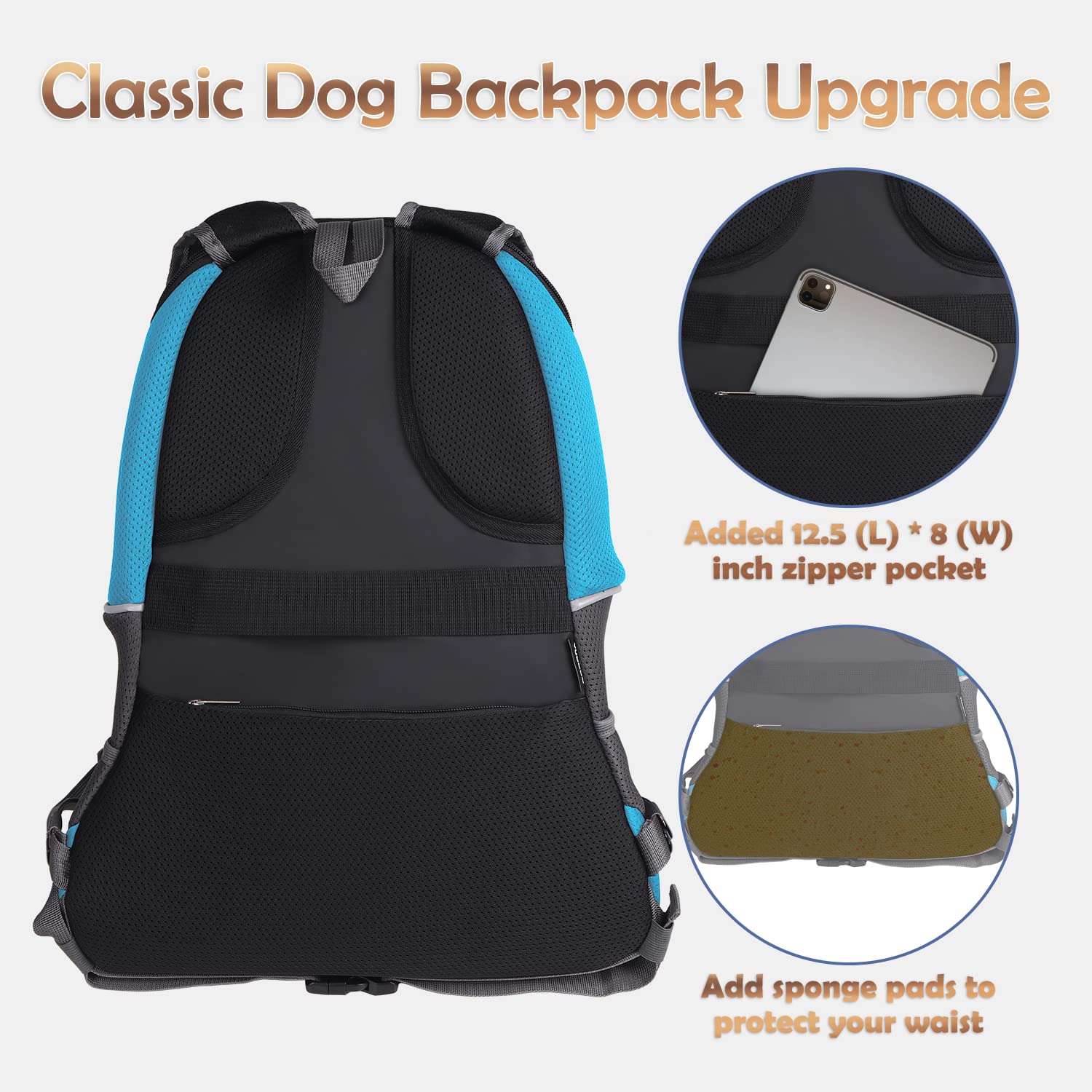YUDODO Pet Dog Backpack Carrier Small Dog Front Carrier Pack Reflective Head Out Motorcycle Puppy Carrying Bag Backpack for Small Medium Dogs Cats Rabbits Outdoor Travel Hiking Cycling