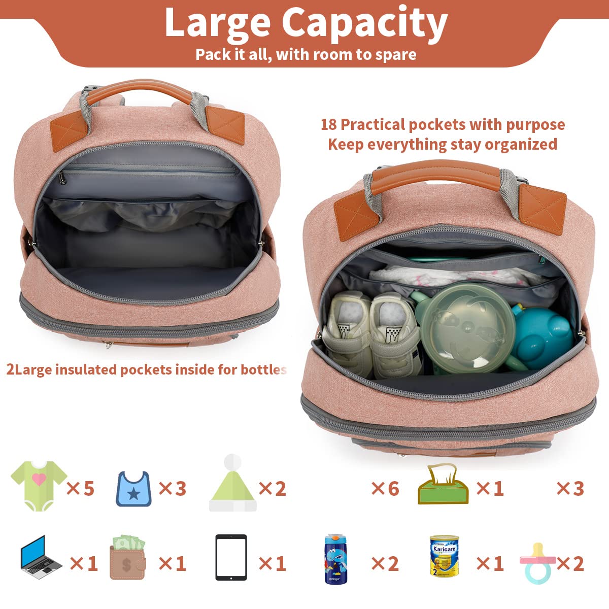 BILLITON MASHI Baby Diaper Bag Backpack for Mom