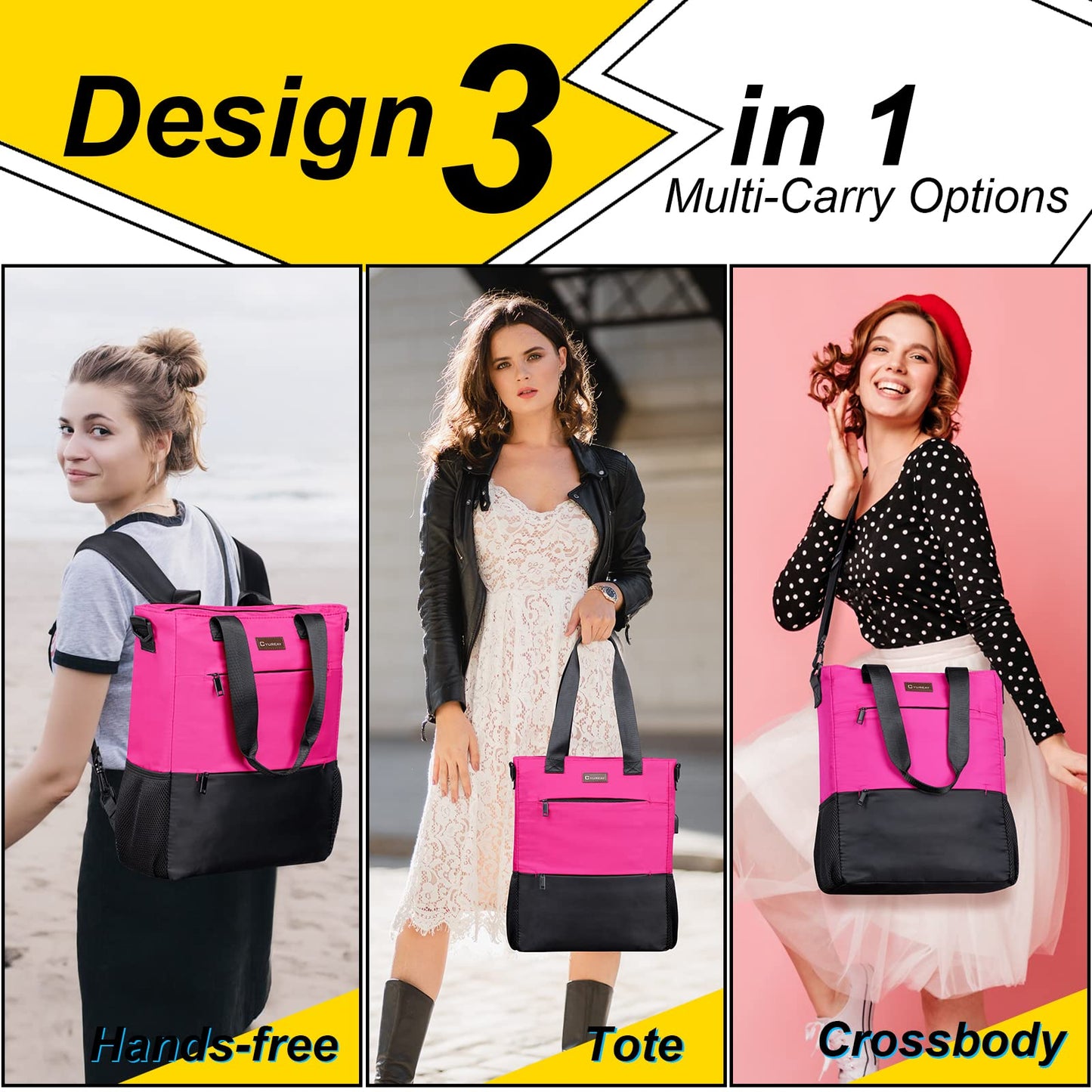 CYUREAY Convertible Backpack Tote Women Laptop Daypack Fits 15.6-Inch Laptop & Tablet