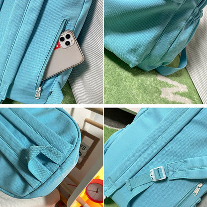 Eagerrich Aesthetic Backpack Cute Kawaii Backpack School Supplies Laptop Bag for Teens Girls Women Students Solid Color