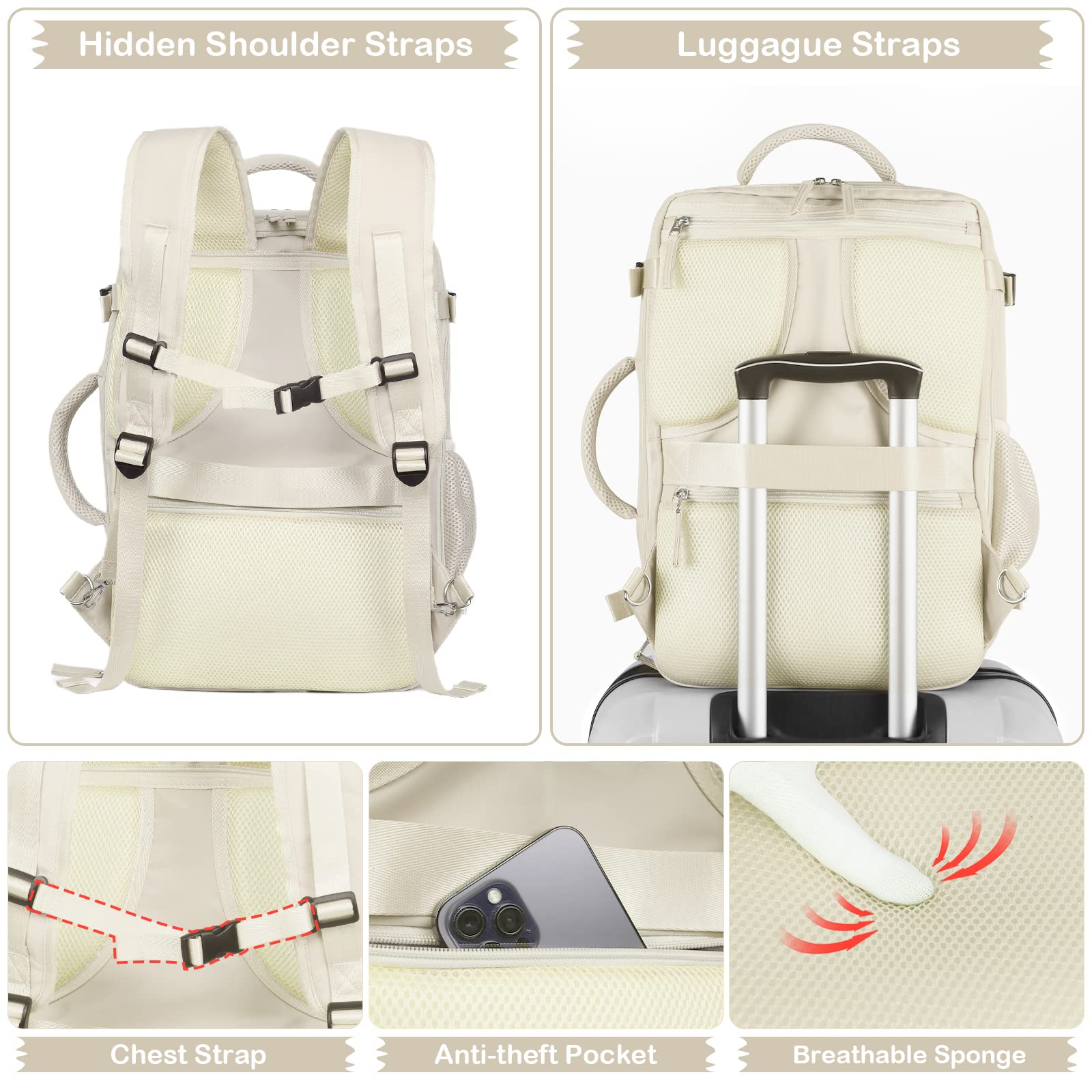 Hanples Travel Backpack, Laptop Backpack Carry On Backpack School Hiking Backpack