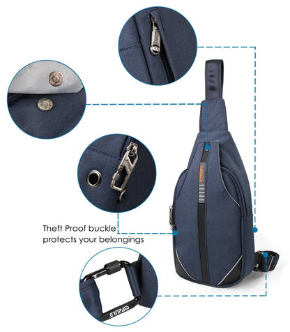 WATERFLY Small Crossbody Sling Backpack Anti Theft Backpack for Traveling Chest Shoulder Bag