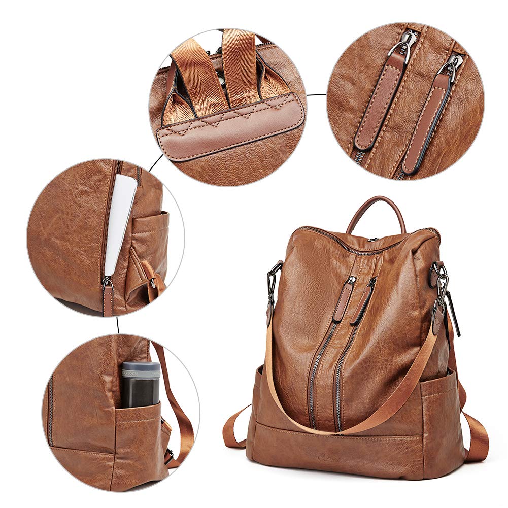 CLUCI Leather Backpack Purse for Women Convertible Large Travel Ladies Designer Fashion Casual College Shoulder Bag
