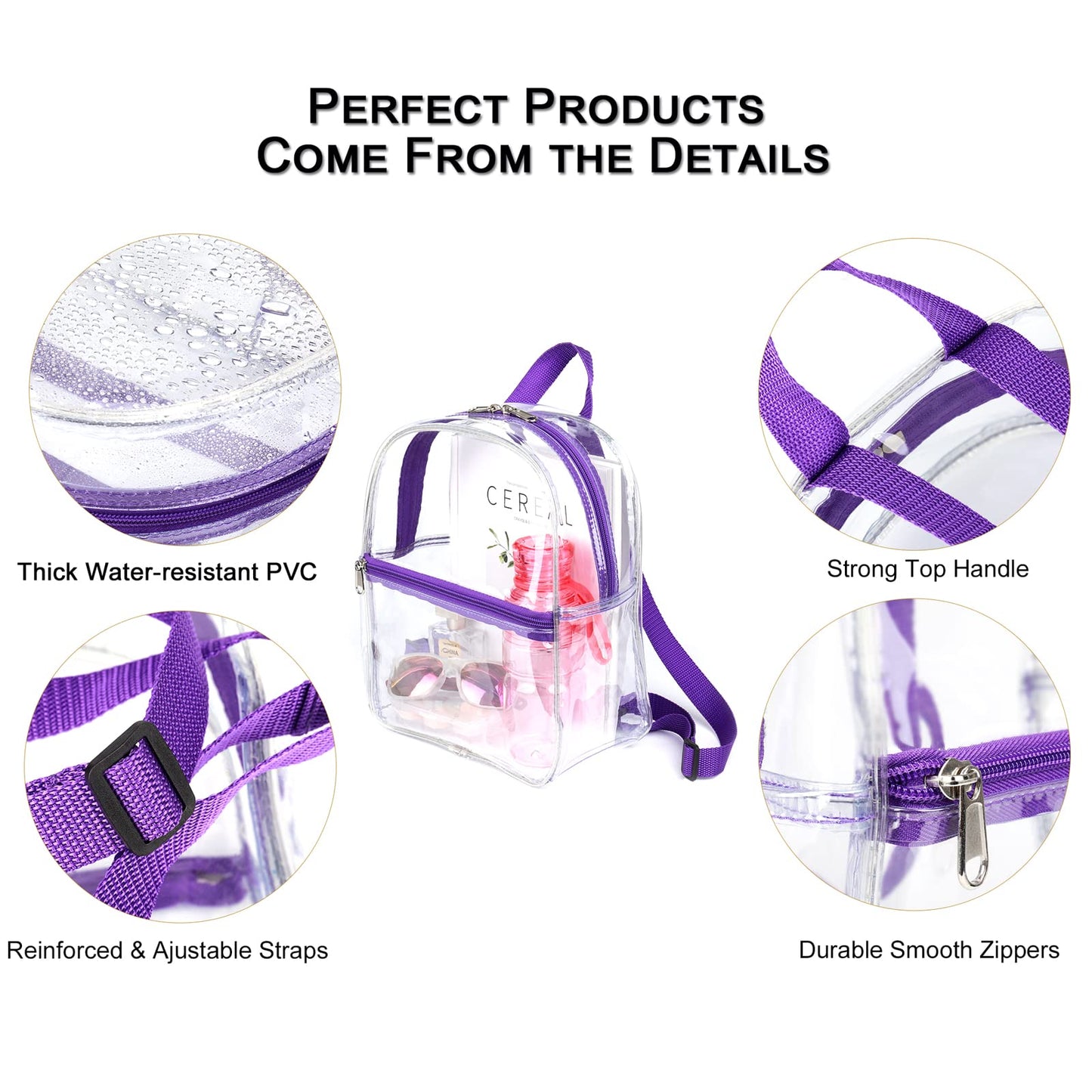 Keepcross Small Clear Backpack Stadium Approved Mini for Women Men