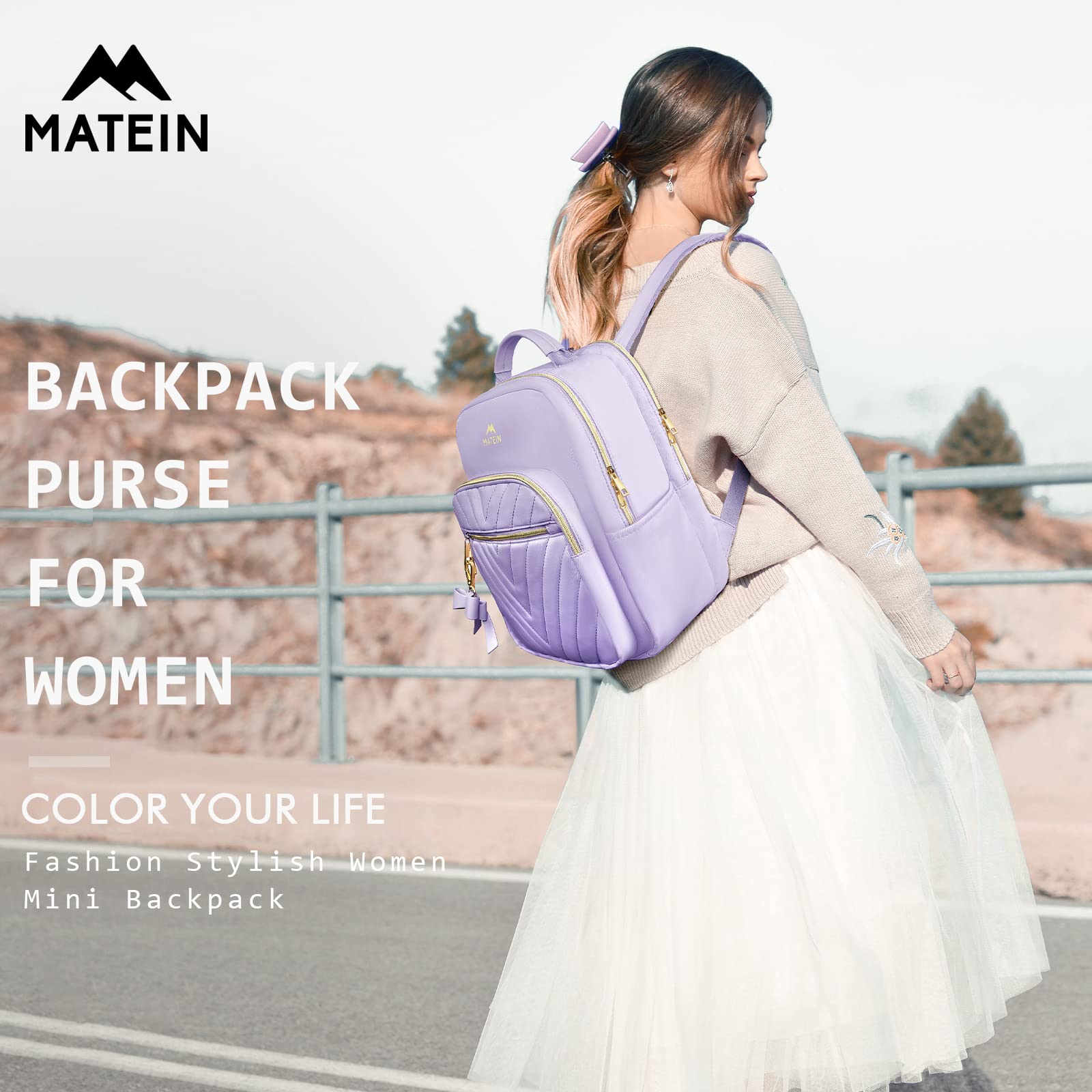 MATEIN Backpack Purse for Women, Small Cute Mini Backpack Purse Shoulder Bag with USB Charging Port