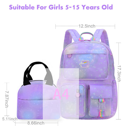 School Backpacks for Girls,Back to School Supplies with Lunch Bag,Cute Backpack Gifts for Daughter Niece Sister Friend