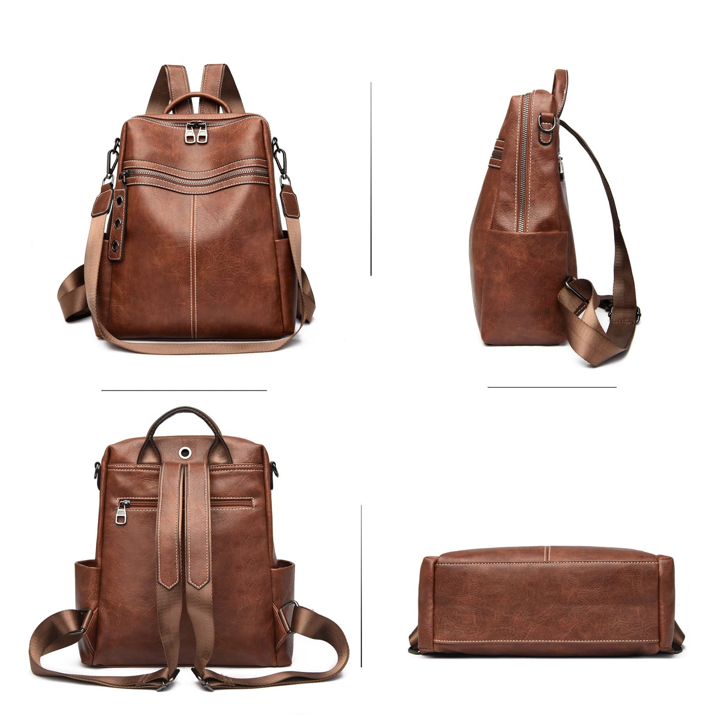 Maxoner Backpack Purse for Women Fashion Genuine Leather Convertible Shoulder Handbag Travel Bag Satchel Rucksack Ladies Bag