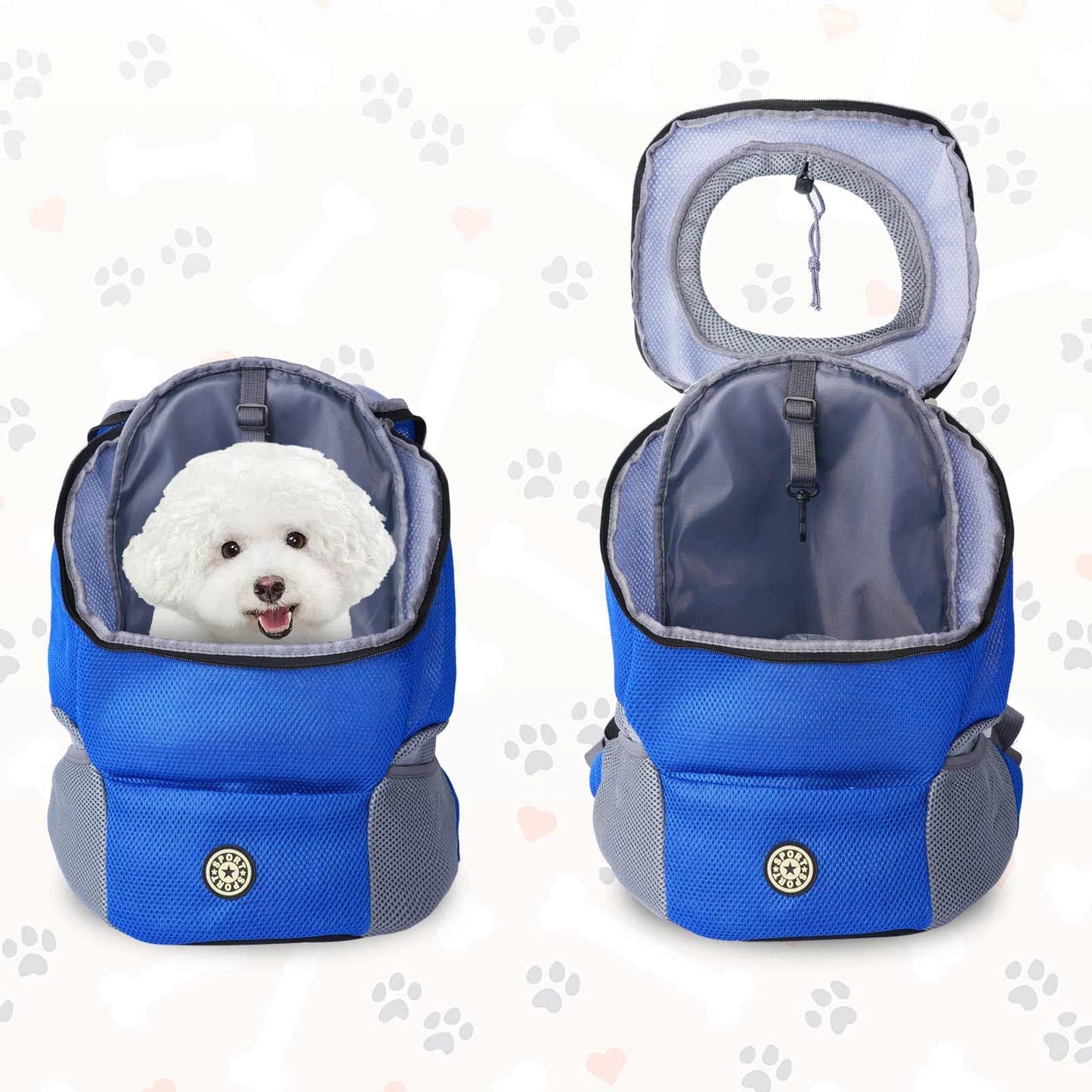 Dog Backpack, Puppy Backpack, Pet Carrier Backpack Small Dog Backpack Carrier Pet Travel Carrier Dog Front Carrier with Breathable Head Out Design and Padded Shoulder for Hiking Outdoor Travel
