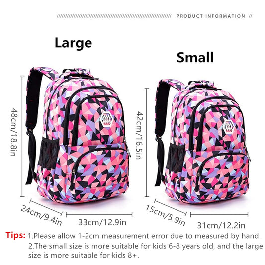 Geometric, Leaf or Galaxy Print Backpack for Girls-Boys Middle-School Elementary Bookbags