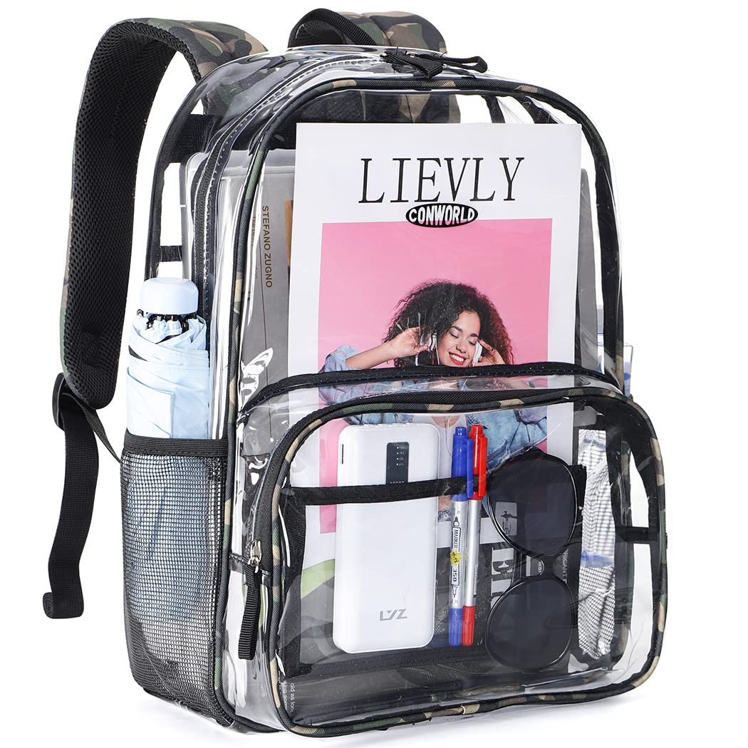 Conworld Heavy Duty Clear Backpack, Clear Bookbag Transparent Backpack for School